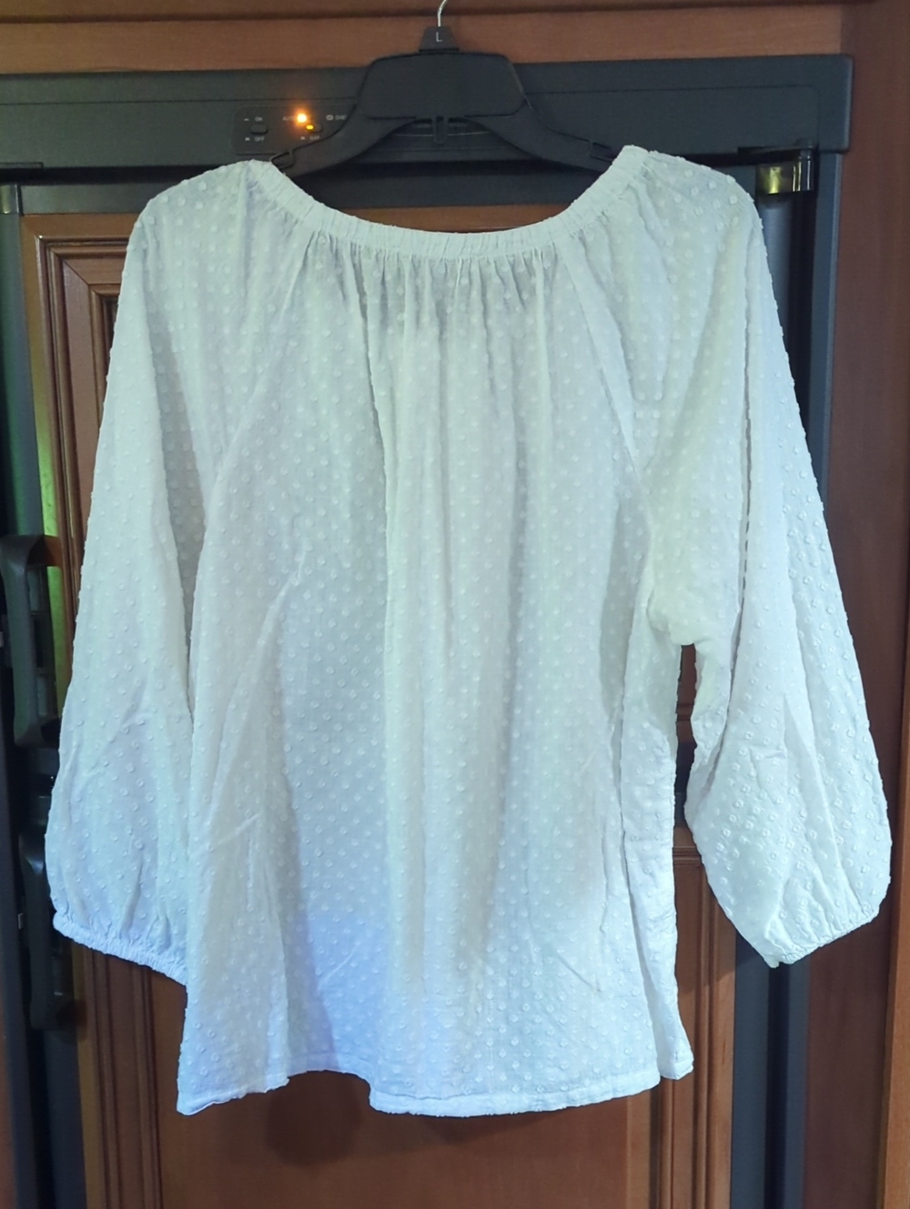LOFT White Swiss Dot Henley Peasant Top - Picture 4 of 4